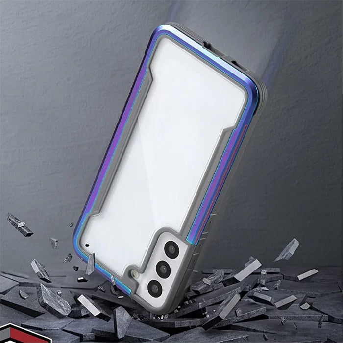 DEFENSE For Samsung Galaxy S22 5G PC+TPU+Aluminum Alloy Transparent Case Shockproof Phone Cover - Black - 4