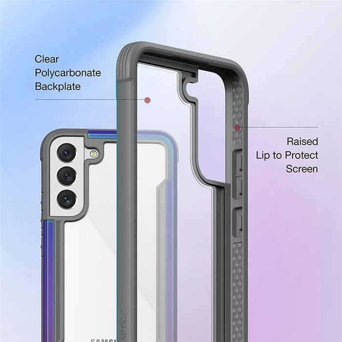 DEFENSE For Samsung Galaxy S22 5G PC+TPU+Aluminum Alloy Transparent Case Shockproof Phone Cover - Black - 5