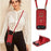 For iPhone Air Case Card Holder Ring Kickstand TPU + PU Leather Phone Cover with Long Strap - Red - 7