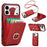 For iPhone 18 Pro / 17 Pro Case Card Holder Ring Kickstand TPU + PU Leather Phone Cover with Long Strap - Red - 1