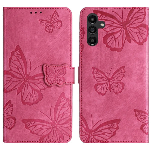 For Samsung Galaxy S25 FE Case Butterfly Design Flip Wallet Leather Phone Cover Skin-Touch - Rose - 1