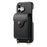 For iPhone 16 Case Mirror Card Holder Litchi Texture Leather Phone Back Cover with Long Strap - Black - 3