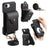 For iPhone 17e / 16e Case Mirror Card Holder Litchi Texture Leather Phone Back Cover with Long Strap - Black - 1