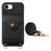 For iPhone 17e / 16e Case Mirror Card Holder Litchi Texture Leather Phone Back Cover with Long Strap - Black - 2