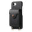 For iPhone 17e / 16e Case Mirror Card Holder Litchi Texture Leather Phone Back Cover with Long Strap - Black - 3