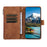 For iPhone 18 Pro / 17 Pro Case 9 Card Slots Rhombus Design Leather Phone Cover with Wrist Strap - Brown - 2