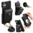 For Samsung Galaxy A06 5G / Galaxy A06 4G Case Mirror Card Holder Litchi Texture Leather Phone Back Cover with Long Strap - Black - 1