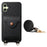 For Samsung Galaxy A06 5G / Galaxy A06 4G Case Mirror Card Holder Litchi Texture Leather Phone Back Cover with Long Strap - Black - 2