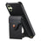 For Samsung Galaxy A06 5G / Galaxy A06 4G Case Mirror Card Holder Litchi Texture Leather Phone Back Cover with Long Strap - Black - 3