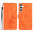 For Samsung Galaxy S25 FE Case Owl Imprinted PU Leather Wallet Phone Cover with Wrist Strap - Orange - 1