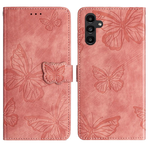 For Samsung Galaxy A18 5G / A18 4G / A17 5G / A17 4G / A26 5G Case Butterfly Design Flip Wallet Leather Phone Cover Skin-Touch - Pink - 1