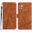 For Samsung Galaxy S25 FE Case Lines Imprinted Flip Leather Retro Phone Cover with Wrist Strap - Brown - 1