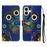 For iPhone 17 Case Pattern Leather Wallet Phone Cover with Strap - Blue Owl - 1