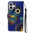 For iPhone 17 Case Pattern Leather Wallet Phone Cover with Strap - Blue Owl - 6