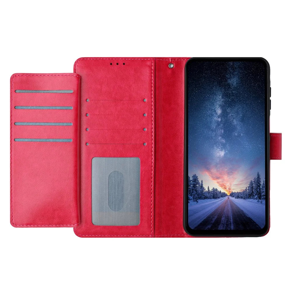 For iPhone 18 Pro Max / 17 Pro Max Wallet Phone Case Stand PU Leather Folio Flip Cover with 8 Card Slot - Rose - 3