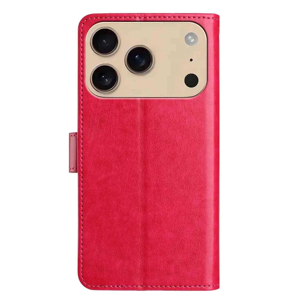 For iPhone 18 Pro Max / 17 Pro Max Wallet Phone Case Stand PU Leather Folio Flip Cover with 8 Card Slot - Rose - 6
