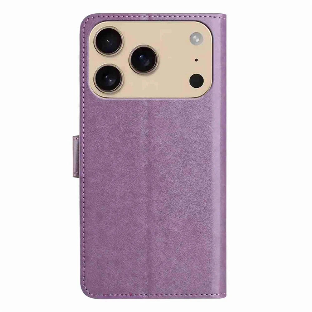 For iPhone 18 Pro / 17 Pro Wallet Phone Case Stand PU Leather Folio Flip Cover with 8 Card Slot - Purple - 6