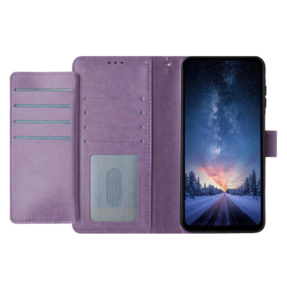 For iPhone Air Wallet Phone Case Stand PU Leather Folio Flip Cover with 8 Card Slot - Purple - 3
