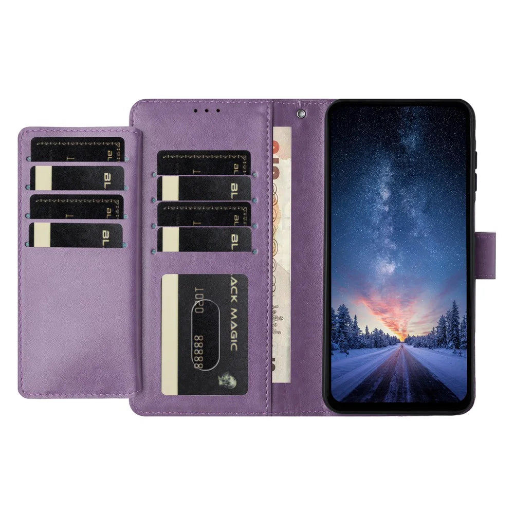 For iPhone Air Wallet Phone Case Stand PU Leather Folio Flip Cover with 8 Card Slot - Purple - 4