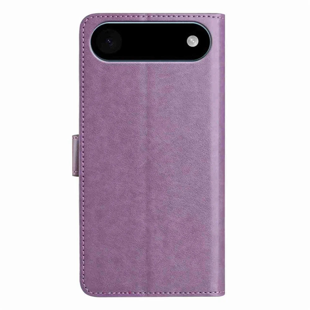For iPhone Air Wallet Phone Case Stand PU Leather Folio Flip Cover with 8 Card Slot - Purple - 6