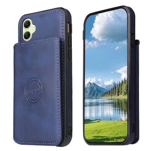 For Samsung Galaxy A06 4G Case Card Holder Kickstand PU Leather + TPU Phone Cover - Blue - 1