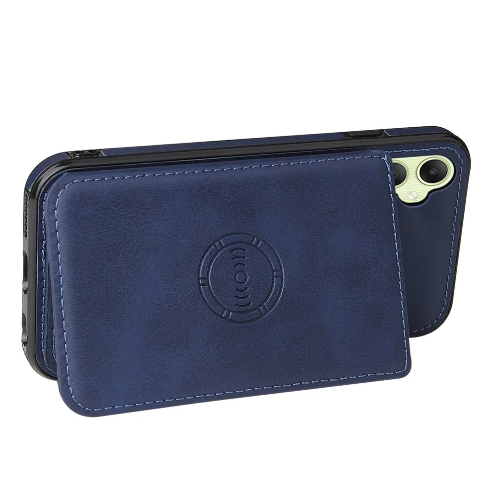 For Samsung Galaxy A06 4G Case Card Holder Kickstand PU Leather + TPU Phone Cover - Blue - 4