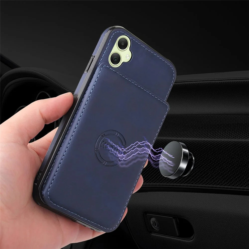For Samsung Galaxy A06 4G Case Card Holder Kickstand PU Leather + TPU Phone Cover - Blue - 5