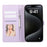 For iPhone 16 Pro Max Case 3D Rhombus Grid Imprinted Wallet Leather Phone Cover with Lanyard - Purple - 2