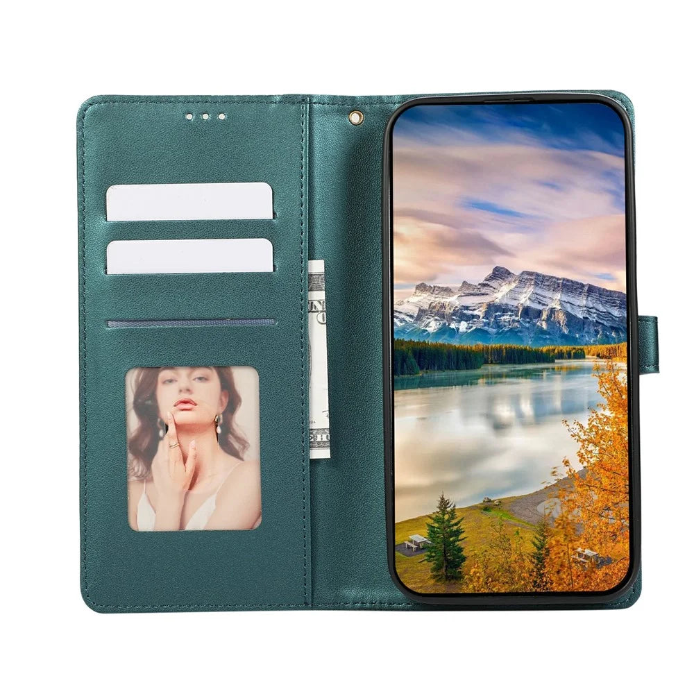 For iPhone 18 Pro / 17 Pro Case 3D Rhombus Grid Imprinted Wallet Leather Phone Cover with Lanyard - Green - 2