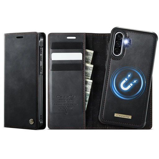 CASEME For Samsung Galaxy A36 5G Magnetic Case  C49 RFID Blocking Detachable Wallet Leather Phone Cover - Black - 1