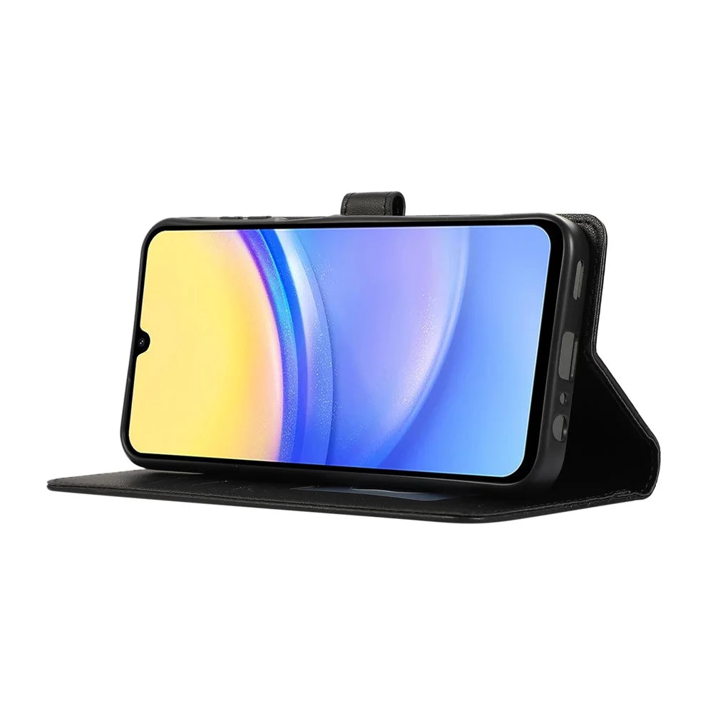 Leather Case For Samsung Galaxy A18 5G / A18 4G / A17 5G / A17 4G / A26 5G / A16 5G / A16 4G 3D Rhombus Grid Imprinted Wallet Phone Cover with Lanyard - Black - 4