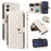 For Samsung Galaxy S24 FE Wallet Case with Straps, Rhombus Leather Stand Phone Cover - White - 1