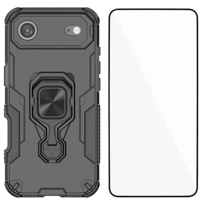 WANLONFENG For iPhone Air Phone Case  PC TPU Back Cover Kickstand with Tempered Glass - Black - 1
