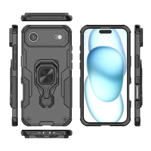 WANLONFENG For iPhone Air Phone Case  PC TPU Back Cover Kickstand with Tempered Glass - Black - 2