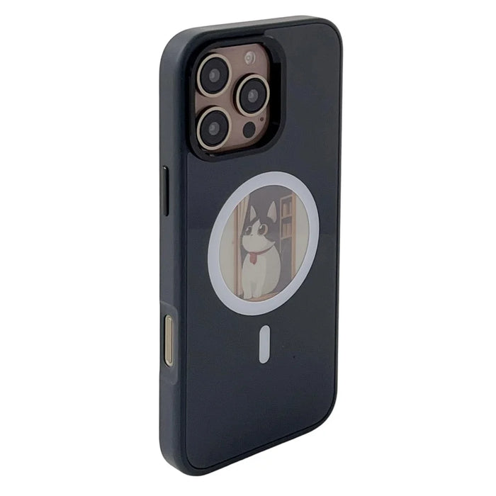For iPhone 16 Pro Max Magnetic Case 4 Colors NFC DIY Customized Round Screen Smart E-Ink Phone Cover - 4