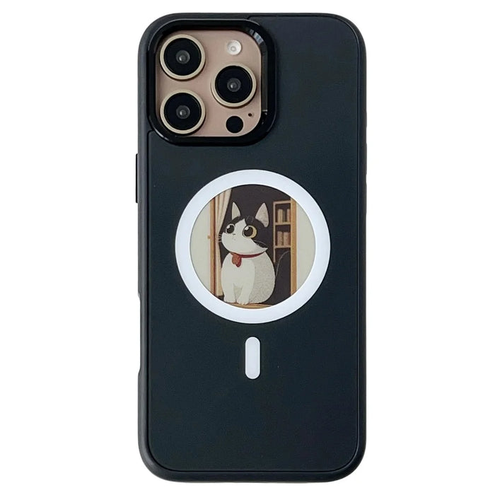 For iPhone 16 Pro Magnetic Case 4 Colors NFC DIY Customized Round Screen Smart E-Ink Phone Cover - 1