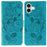 For iPhone 17 Case Wallet Stand Imprinted Rose Butterfly PU Leather Phone Cover - Blue - 1