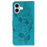 For iPhone 17 Case Wallet Stand Imprinted Rose Butterfly PU Leather Phone Cover - Blue - 5