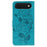 For iPhone Air Case Wallet Stand Imprinted Rose Butterfly PU Leather Phone Cover - Blue - 5