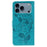 For iPhone 18 Pro Max / 17 Pro Max Case Wallet Stand Imprinted Rose Butterfly PU Leather Phone Cover - Blue - 5