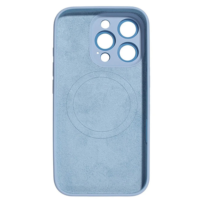 For iPhone 16 Pro Max Magnetic Case AI Button Liquid Silicone Phone Back Cover with Lens Film - Baby Blue - 2
