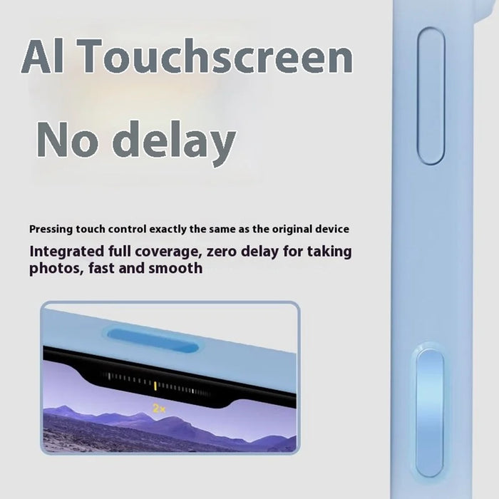 For iPhone 16 Pro Max Magnetic Case AI Button Liquid Silicone Phone Back Cover with Lens Film - Baby Blue - 6