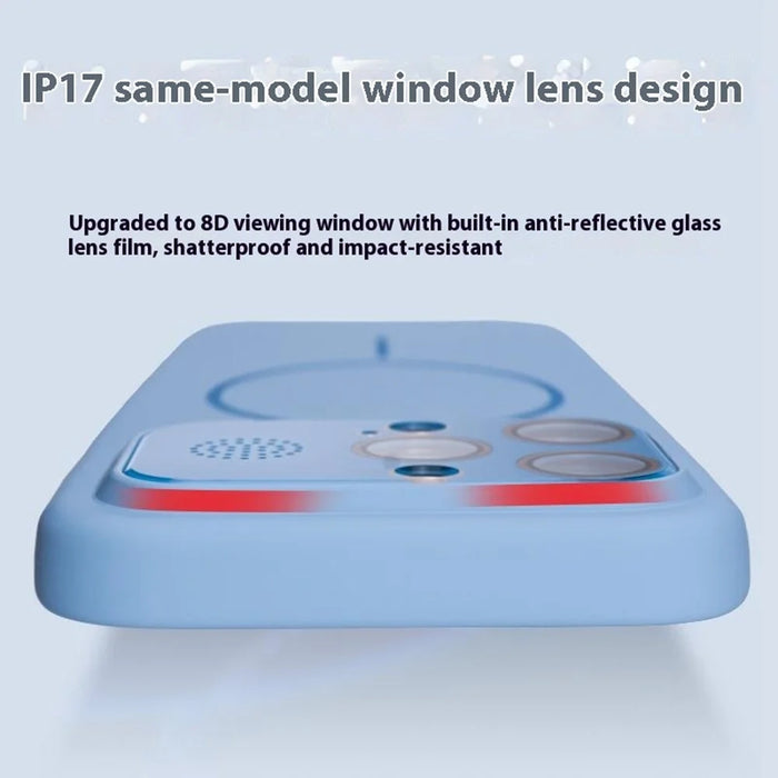 For iPhone 16 Pro Magnetic Case AI Button Liquid Silicone Phone Back Cover with Lens Film - Baby Blue - 5