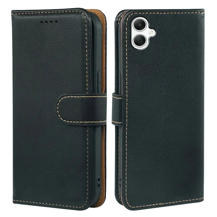 For Samsung Galaxy A06 4G Case RFID Blocking Wallet Litchi Texture Leather Phone Cover Magnetic Clasp - Black - 1