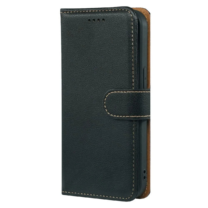 For Samsung Galaxy A06 4G Case RFID Blocking Wallet Litchi Texture Leather Phone Cover Magnetic Clasp - Black - 6
