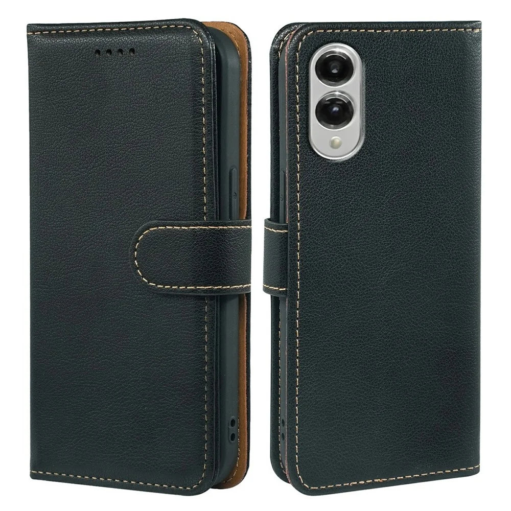 For Samsung Galaxy S25 Edge Case RFID Blocking Wallet Litchi Texture Leather Phone Cover Magnetic Clasp - Black - 1
