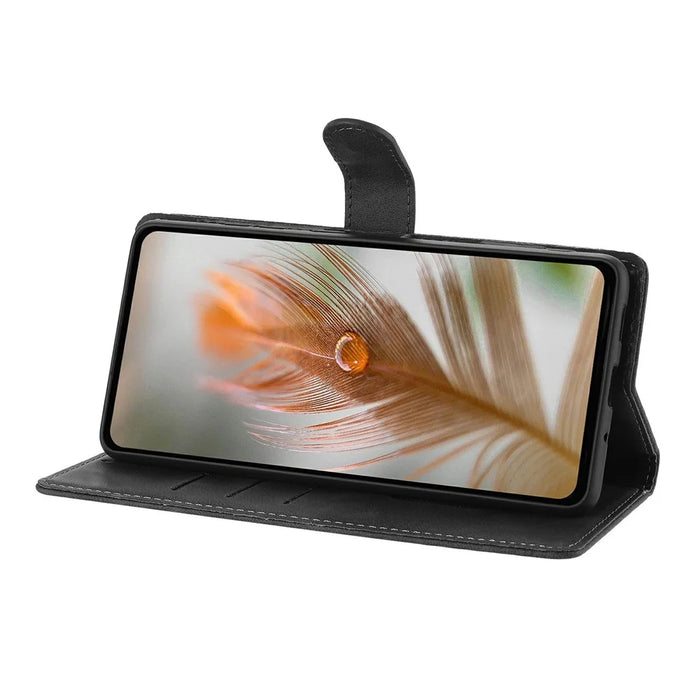 For iPhone Air Case Imprinted Feather PU Leather Wallet Phone Cover with Wrist Strap - Black - 2