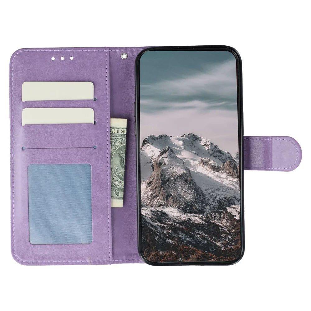 For OnePlus Nord CE5 5G / Ace 5 Racing 5G Case Rhinestone Decor PU Leather Mandala Imprinted Design Phone Cover with Wrist Strap - Purple - 2