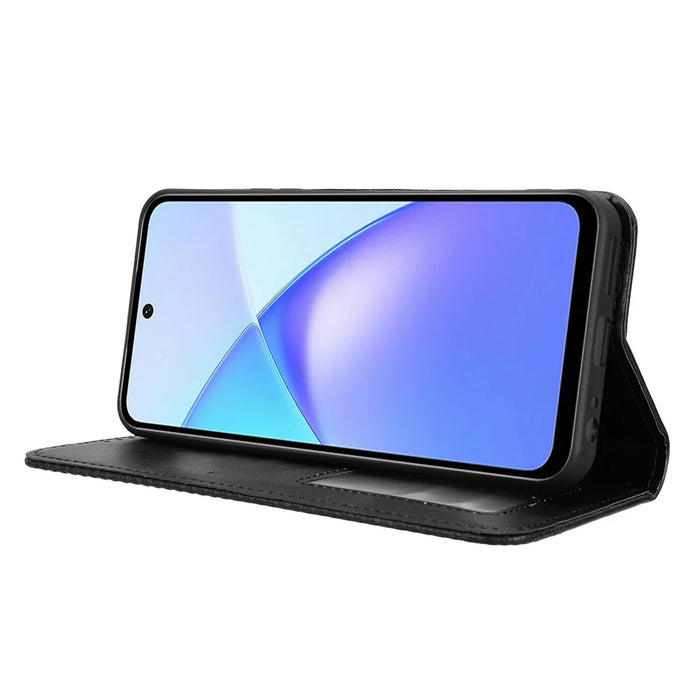 For Infinix Smart 10 Plus Leather Case Wallet Stand Retro Texture Phone Cover - Black - 7