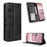 For TCL 60 SE NxtPaper 5G Leather Case Wallet Stand Retro Texture Phone Cover - Black - 1